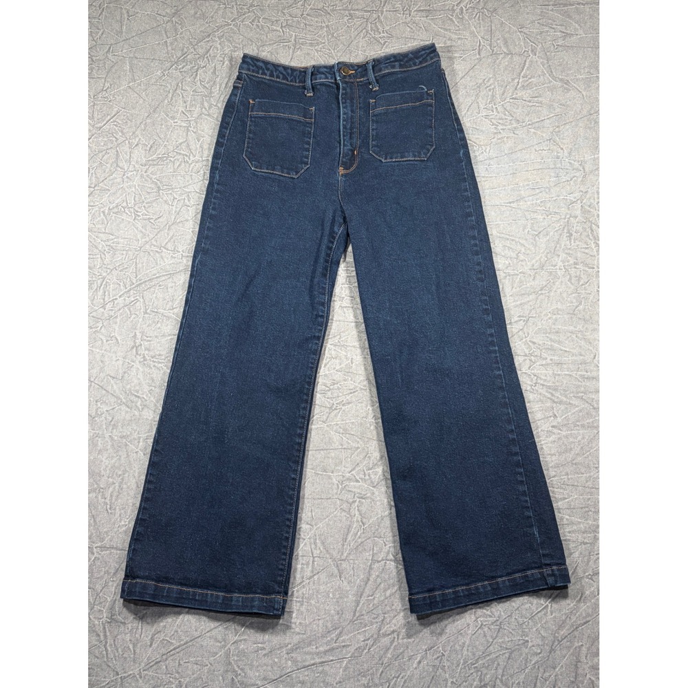 Just Black Denim Jeans Womens 31 Blue Wide Leg High Rise Patch Pocket USA Made